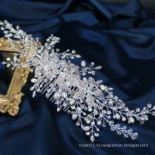 Новый дизайн свадебные украшения ручной работы из лозы кристалл жемчуг свадебный гребень для волос